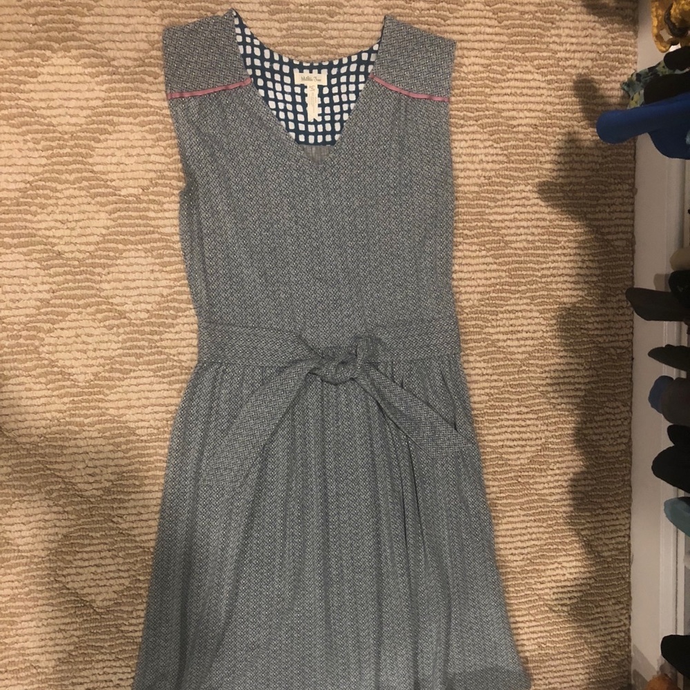 Matilda Jane gray and blue tie front dress